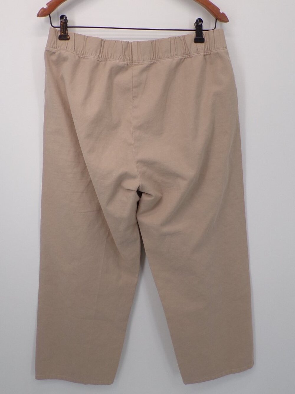 Eileen Fisher Cotton Hemp Strait Pant Elasitc Waist Ankle Length Beige Size M - Picture 8 of 8